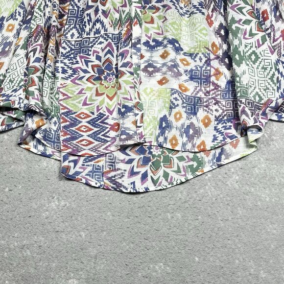 Anthropologie Maeve Blouse Womens Size Medium Bryanna Ikat Tribal Shirt - Picture 3 of 16